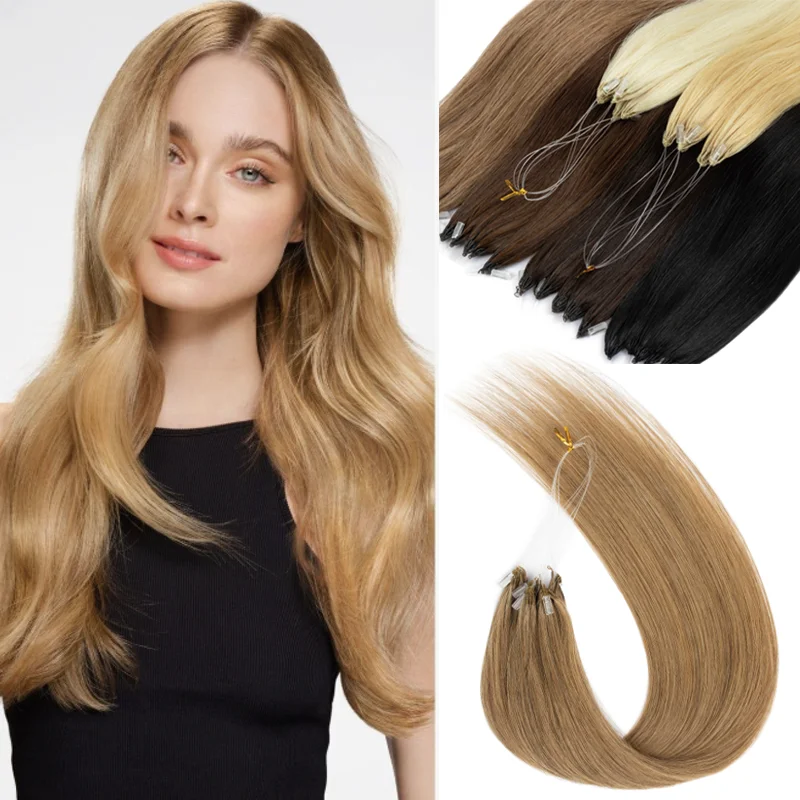 Salon Grade 3rd Generation Micro Beads Feather Human Hair Extensions Pure Solid Color Natural Straight 12 16 20 Inch Daily Hair