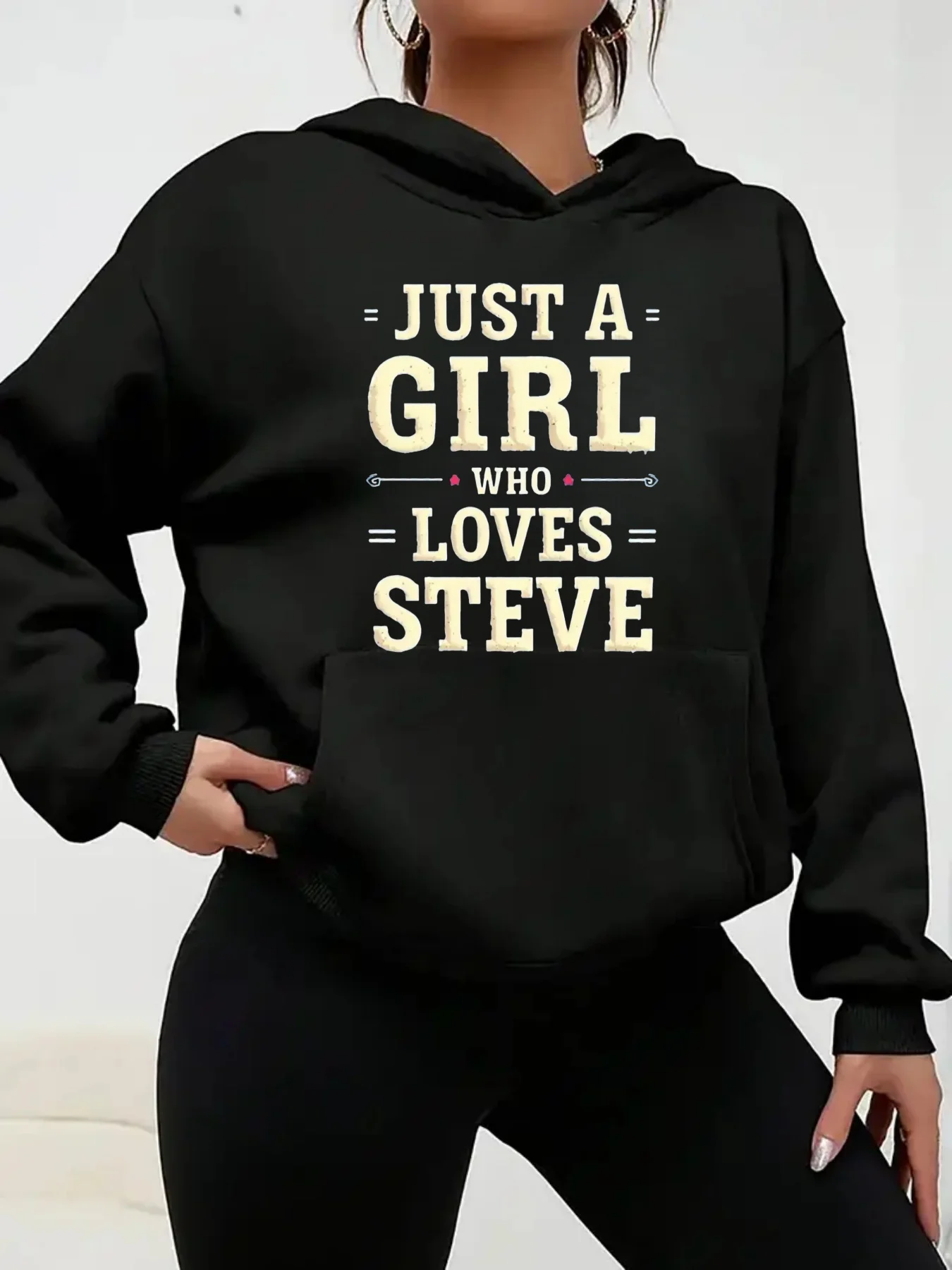 شخص بسيط يقبل طباعة حروف ستيف، هوديس نسائية، ملابس يومية، ملابس العطلات #1