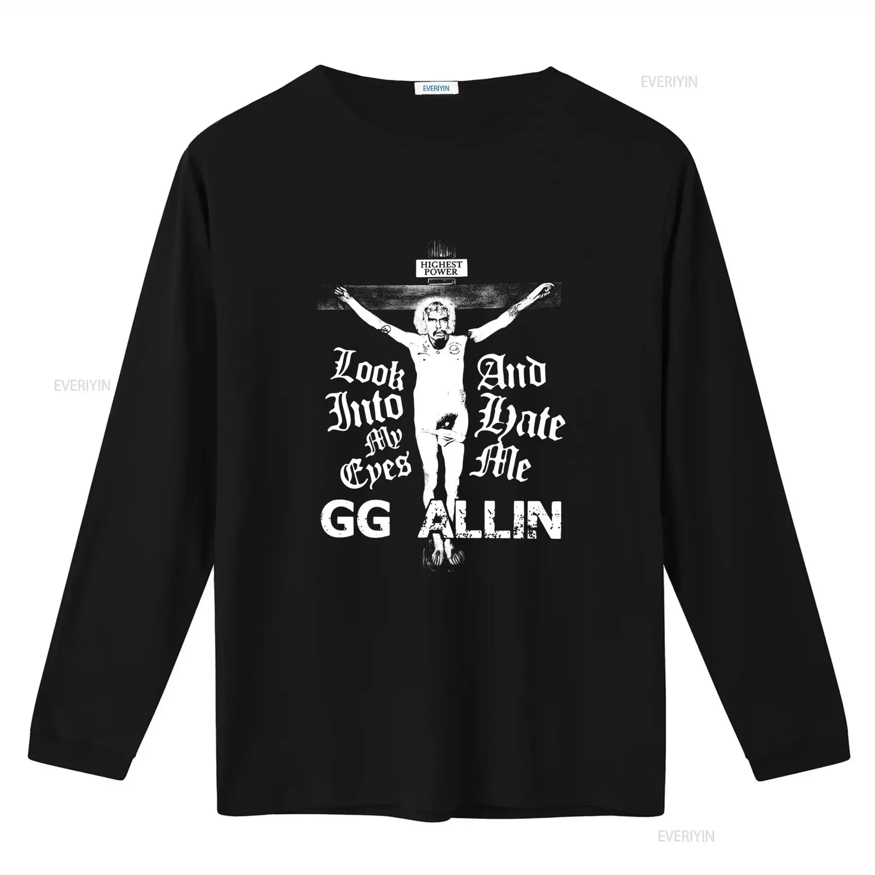 GG Allin Look Into My Eyes Men's T Shirt Highest Power Design Bold Print Perfect for Rock Fans vintage Washed Versatile Soft