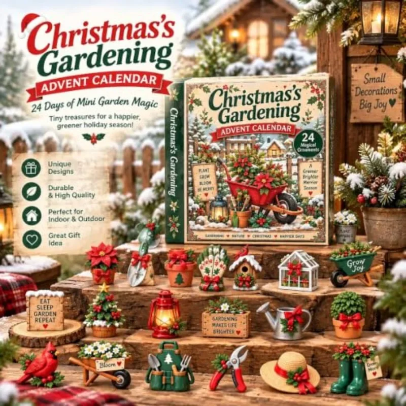 Christmas Gardening Advent Calendar 2026, Gardener Advent Calendar, 24-Day Festive Countdown with 24pcs Acrylic