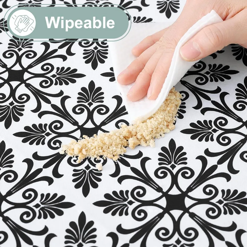 Rectangular Baroque Print Elastic Fitted Tablecloth Scratch Proof Waterproof Elastic Table Sheet Non-slip Heat-resistant