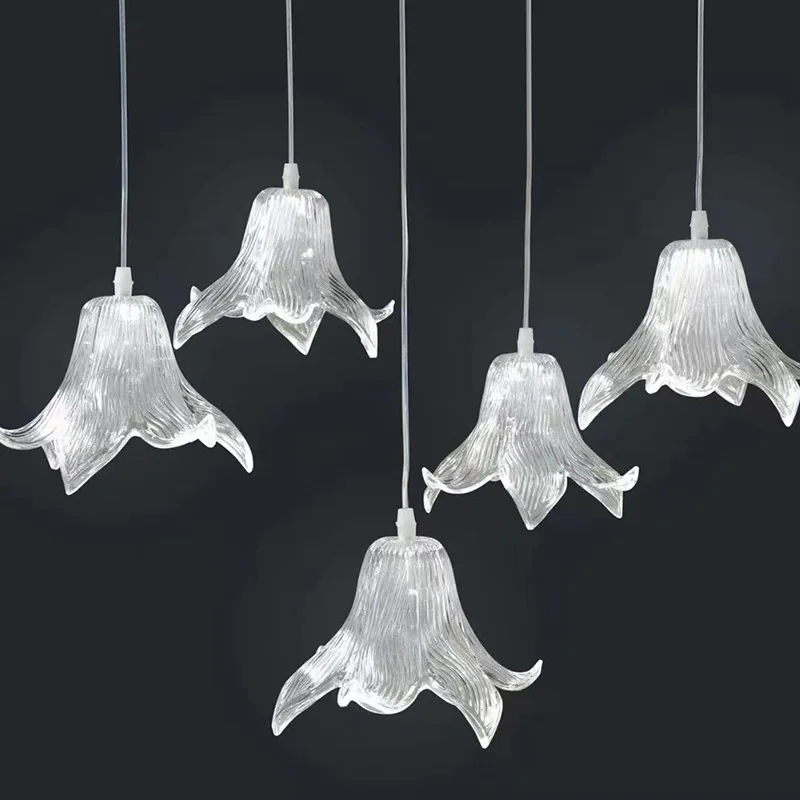 Wedding Transparent Chandelier Lily Chandelier Lily Ceiling Lamp Hanging Light for Wedding Home Hotel Party Decoration