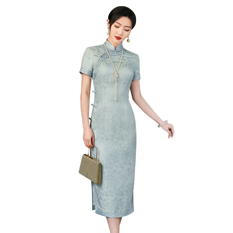 High-End Real Silk Cheongsam Qipao 2024 New Women's Improved Temperament Dress Long