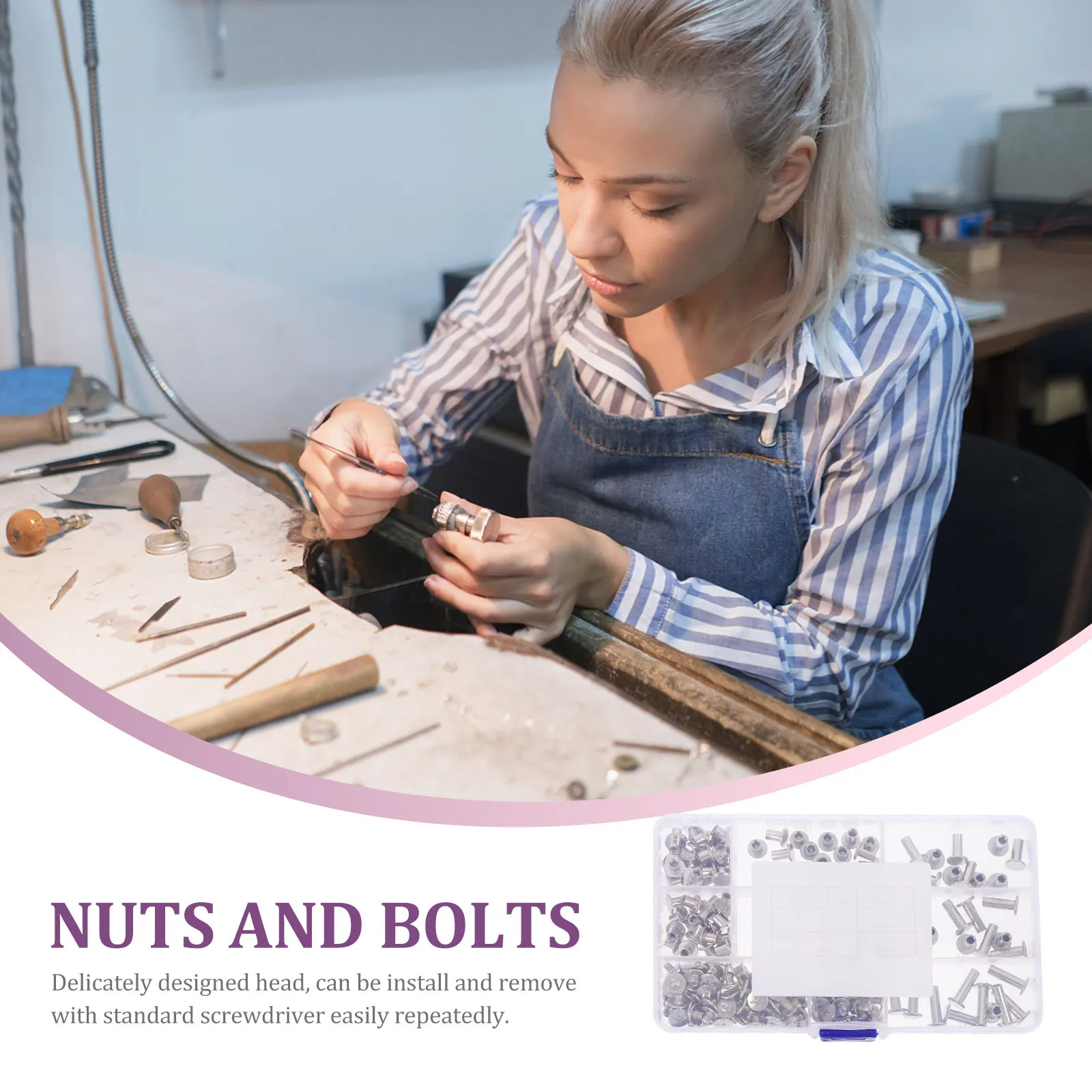 

220 pcs Binding Screw Posts Carbon Steel Anti-Rust For Diy Craft Handicrafts Photo Albums Scrapbook Repair Fasteners