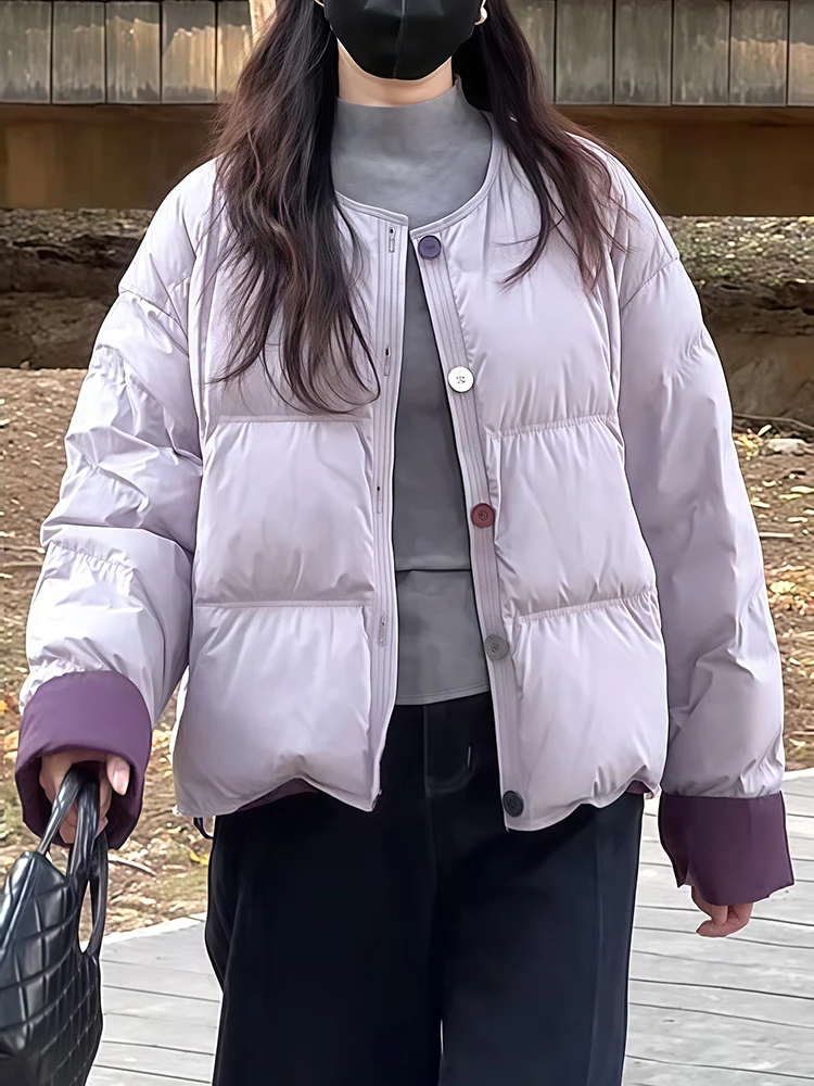 

Thiened Casual ort round Ne down Cotton Jaet Women's Winter New Sle Small Size Slimming Warm Coat Korean Sle