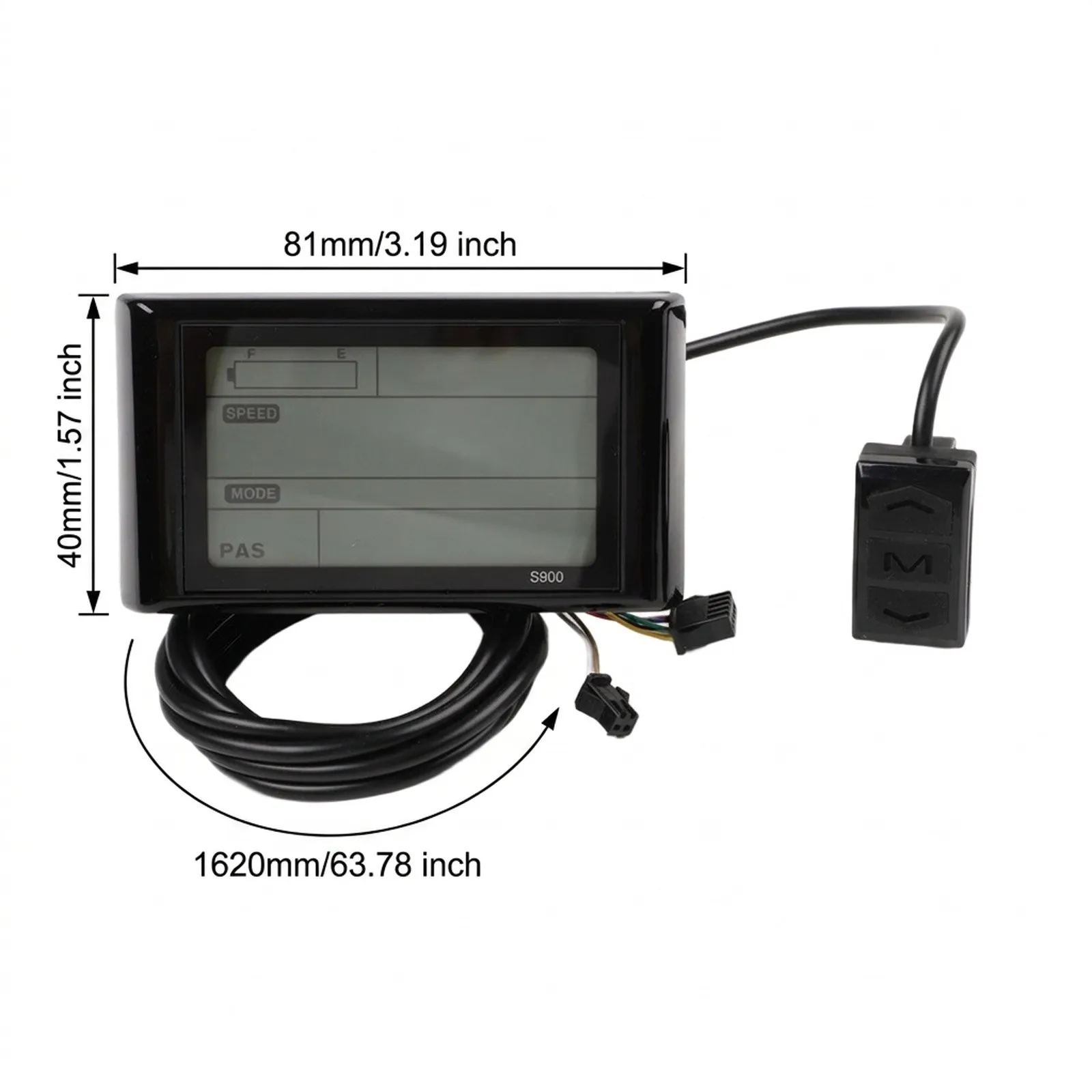 36V 48V Electric Bike LCD Display S900 Dashboard with LED Wire Supporting NO 2 Protocol Controller and 5 Pin + 2 Pin Connector