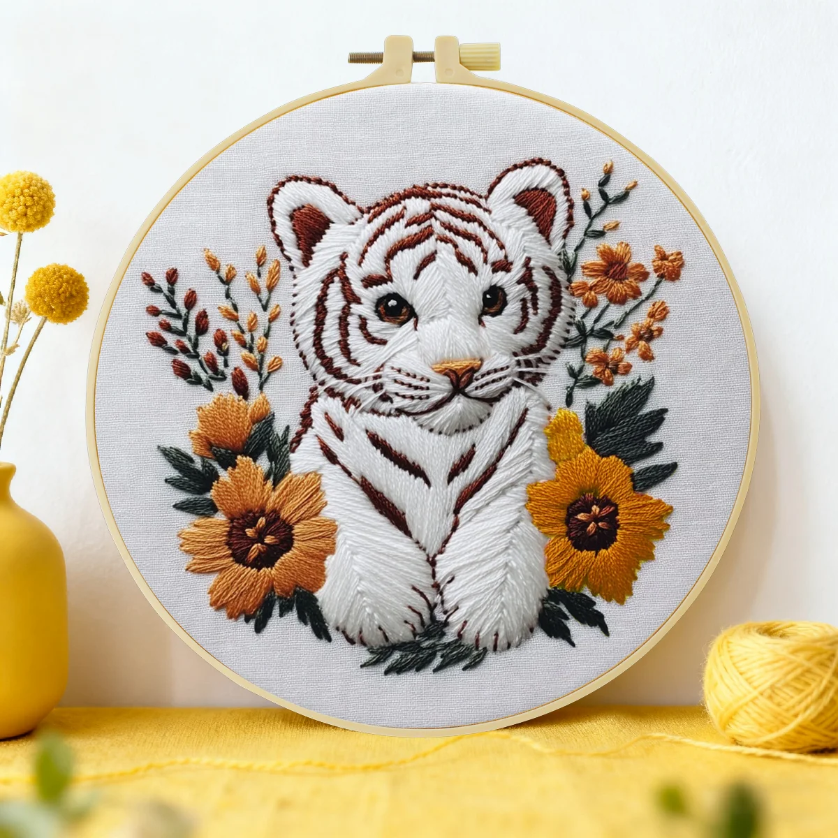 1 Stück 20X20CM/15X15CM 7,87/6,3 Zoll Tiger-Taschen-Stickerei-Starter-Kit DIY-Kit DIY-Stickerei-Set Handarbeiten Nähkunst Nadelkunst – Detail 1