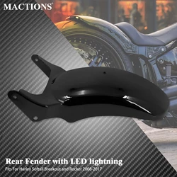 Rear Fender With LED Turn Signal Brake Light Motorcycle Mudguard Cover For Harley Softail Breakout FXBRS FXBR Rocker 2008-2017