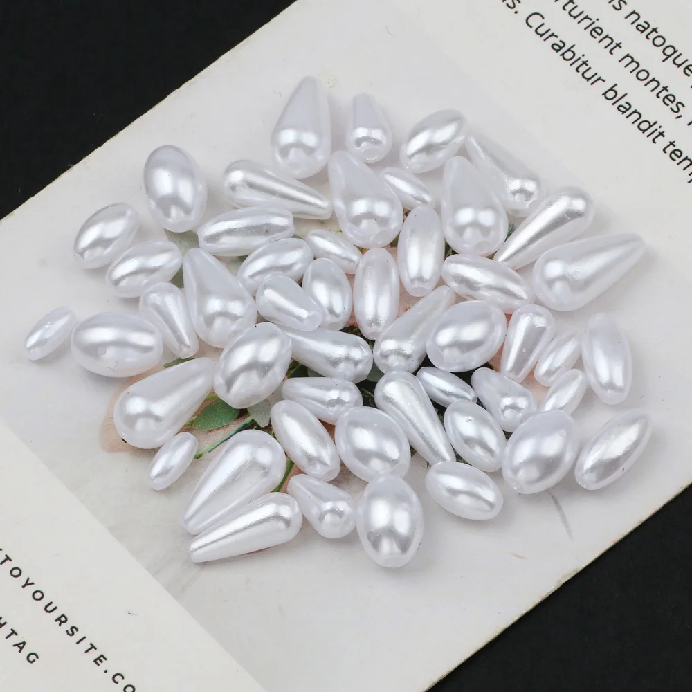 50/100/200pcs White Imitation Pearl Beads Teardrop Acrylic Loose Spacer Beads For Jewelry Making Diy Bracelet Necklace Handamde