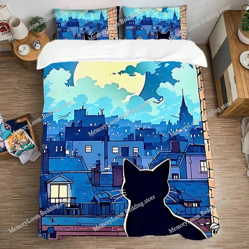 

Bedding Set Double Size Duvet Covers Quilt Cover Set Cat Romance Art Bed Linen Sets Pillowcase Fashion Comforter Queen Home