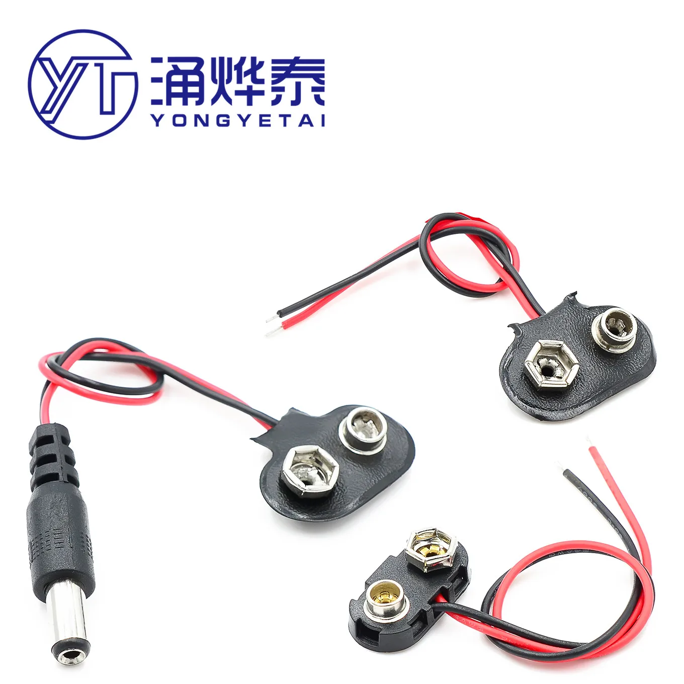 YYT 10PCS 9V battery button T-shaped flat battery button connected to 9V battery lead length 15CM copper button