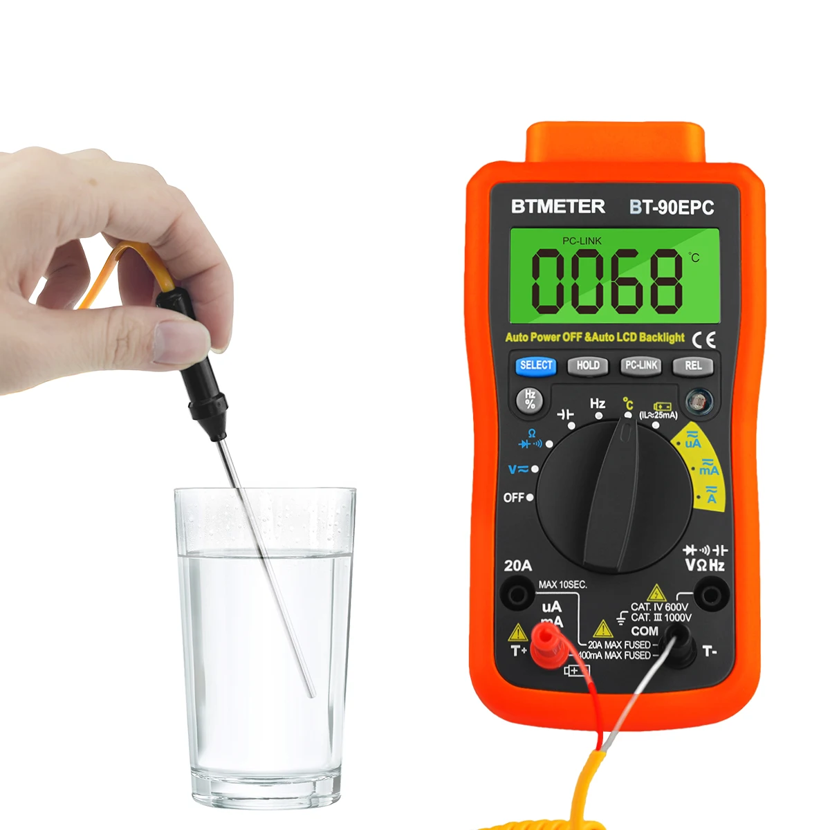 Btmeter BT-90EPC Digitale 4000 Counts Multimeter Auto Ranging Ac/Dc Voltage Current Meter Tester 1000V Met Usb Back licht