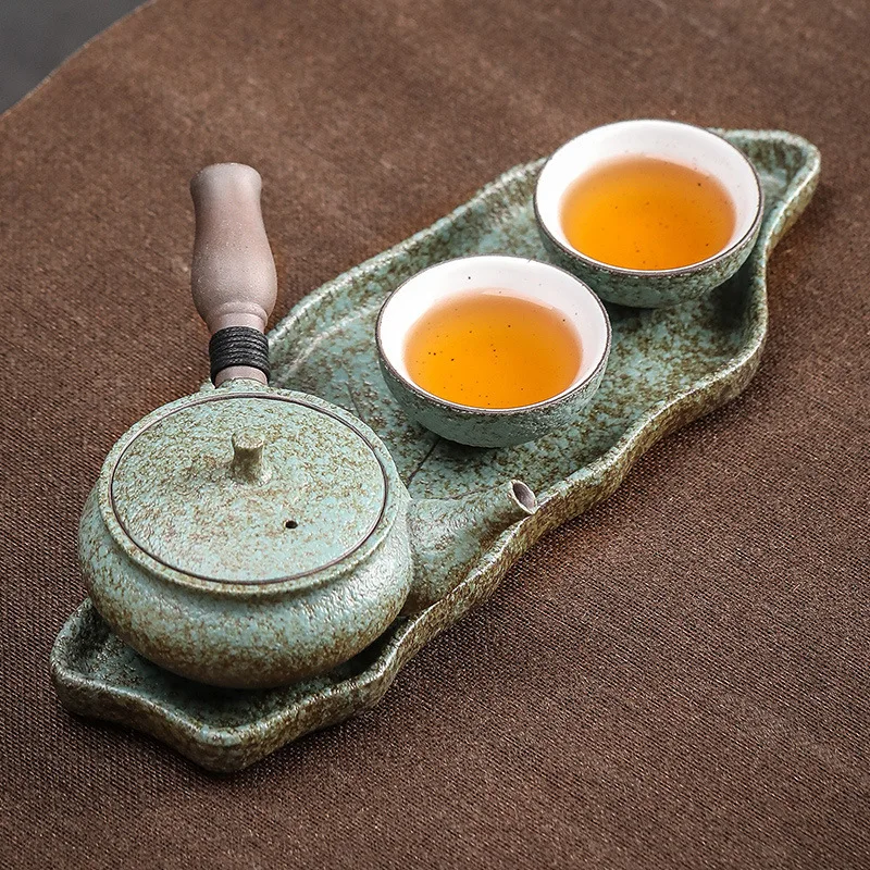 Ceramic Side Handle Teapot Set 2 Cups Tray Gift Box Chinese Kung Fu