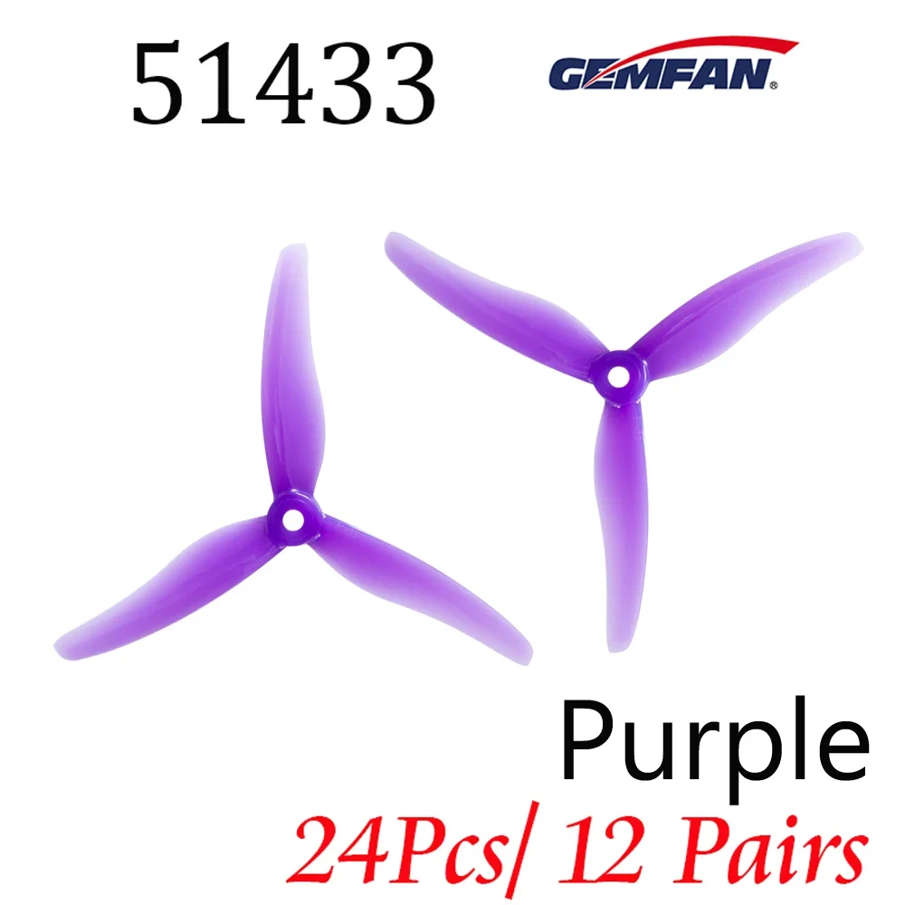 24 stücke/12 pairs Gemfan 51433 5 zoll 3 klinge tri-klinge Propeller Requisiten Kompatibel Bürstenlosen Motor für FPV Racing Drone 51466