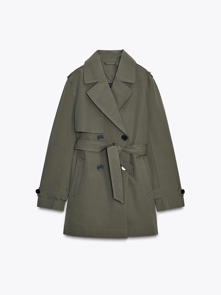 Nieuwe Herfst Street Sle Damesjas Losse Casual Winddicht Double-Breasted Windjack Gordel Lange Sve Pak Kraag Jas