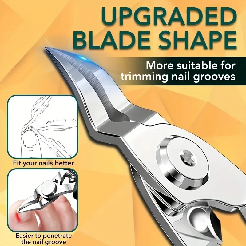 Professional Stainless Steel Toenail Clippers Set - C9195, 1pc Heavy-Duty Trimmer for Thick Nails, Lightweight Foot & Nail Care