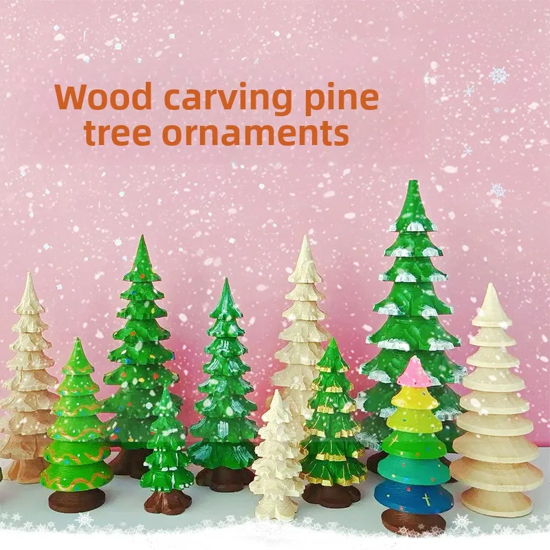 Hand‑carved wooden Christmas tree ornament, Christmas craft decoration, DIY‑available