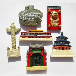 Handmade Painted Great Wall Temple Of Heaven 3D Fridge Magnets, Travel Magnetic Sticker, Home Decor, China, 1 Pc