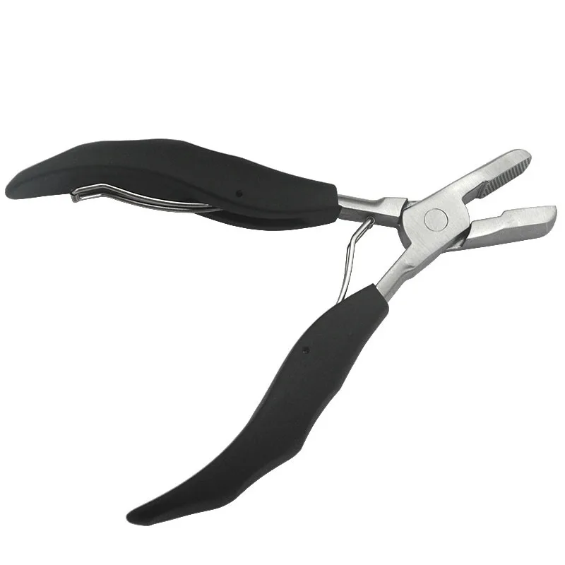 1PC Flat Tip Stainless Steel Hair Pliers Multi Functional Hair Extension Pliers Wide Tip Black handle Hair Extension Tool