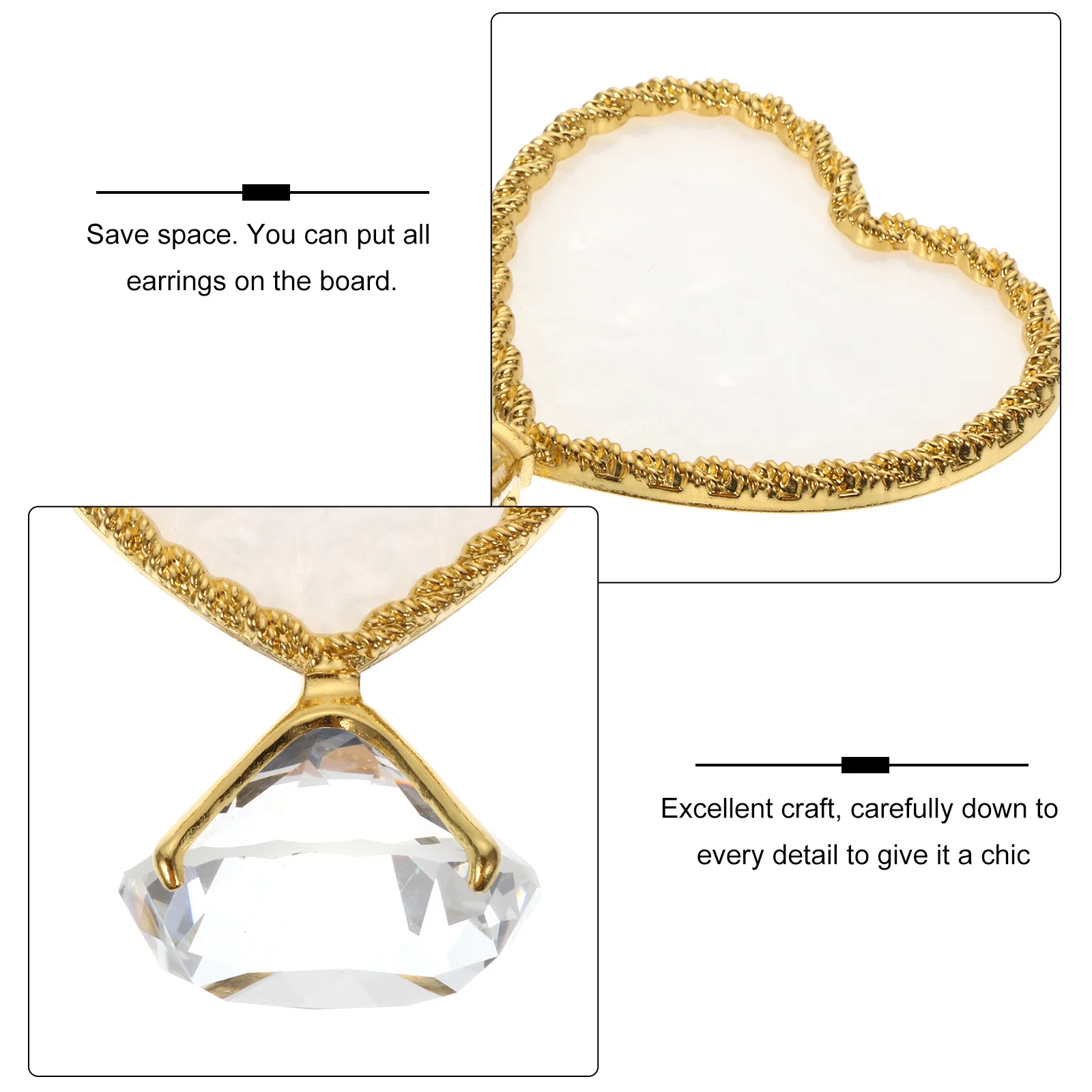 

Heart White Base Gold Edge Nail Art Display Rack Nail Mixing Tray Polish Color Mixing Plate Jewelry Holder for Home Shop Use