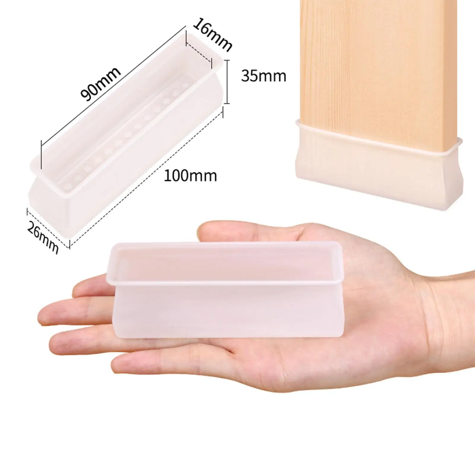 4 Pieces Non Slip Bed Leg Mat Rectangular Silicone Chair Feet Pad for Bed Accessories