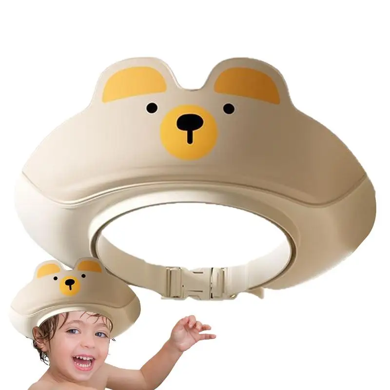 

Toddler Shower Hat Cartoon Bear Shape Shampoo Visor for Kids Portable Hair Washing Caps with Ear Protection Bathroom Children