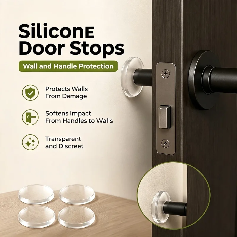 Door Knob Wall Shield Clear Soft Rubber Door Stopper Door Handle Bumper Mute Stickers Wall Protector Muffler Pad Protective Plug