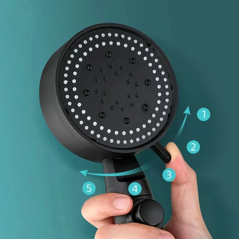 High Pressure Shower Head 5 Modes Adjustable Showerheads with Hose Water Saving One-Key Stop Spray Nozzle Bathroom Accessories image 5