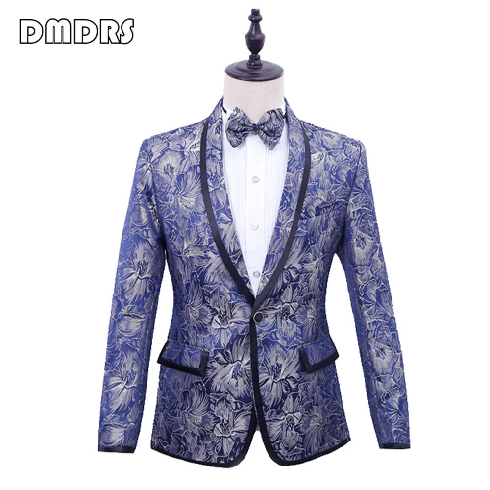 Slim Fitting Men's 2 Pieces Suit Set Floral Pattern Fashion Shawl Neck Suits Blazer Pants Set Bow-tie Included Party Prom Tuxedo