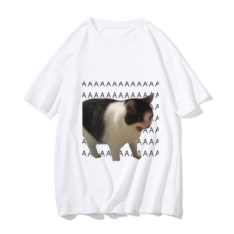  Pure Children's T-shirt Fun Emoji Pack Cat Print Outfit Men's and Women's Quick-dry Casual Short Sleeves 