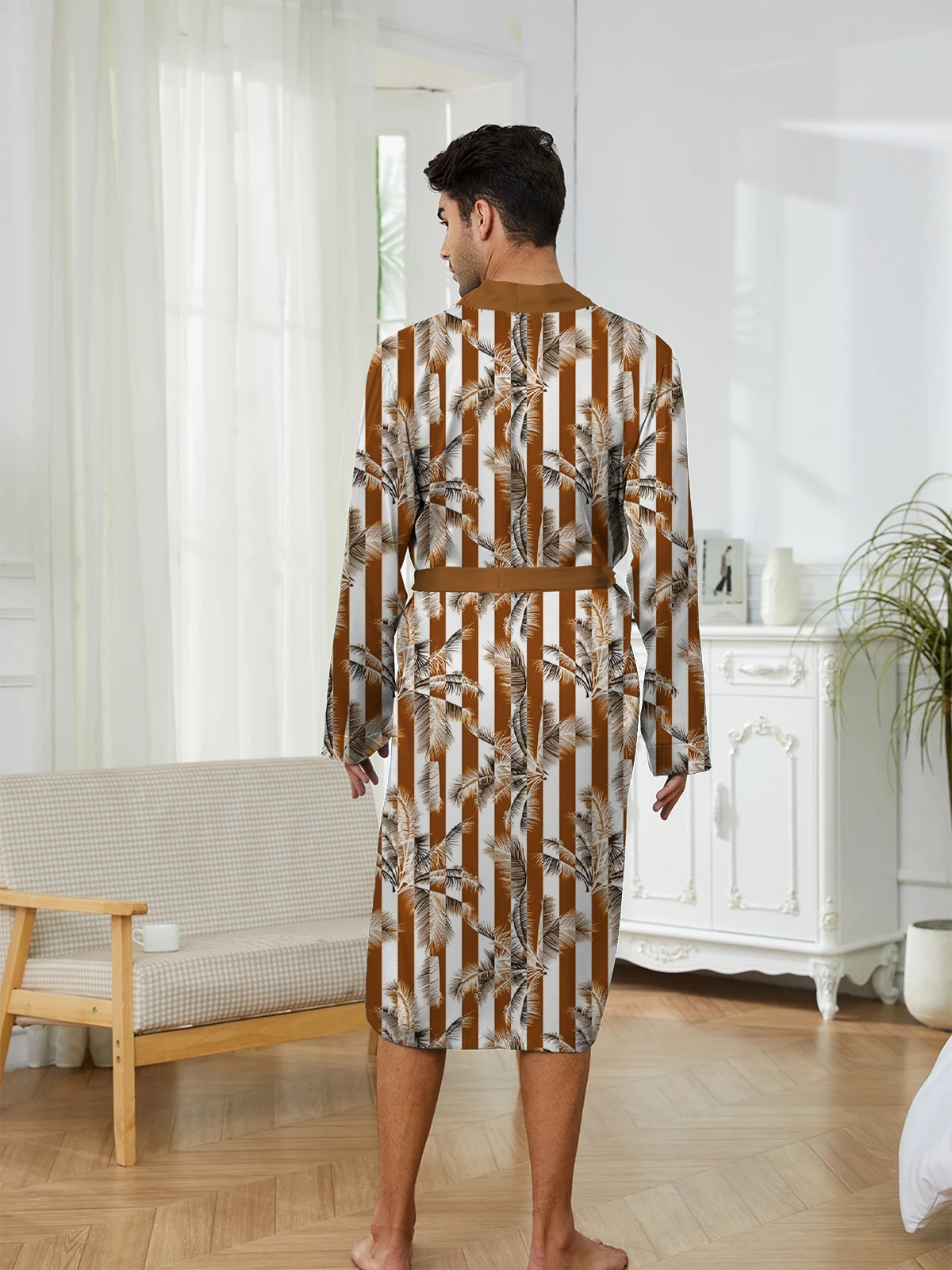 2025年春 メンズ デジタルプリントロングローブ、レジャー、エンターテイメント、睡眠に必須のアイテム 秋用ローブ 面白いパジャマ