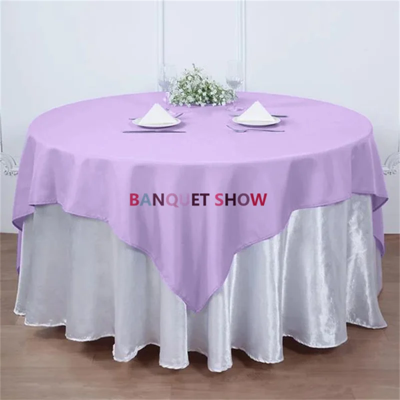 5pcs Sale Poly Table Overlay Banquet Square Tablecloth For Wedding Event Party Christmas Decoration