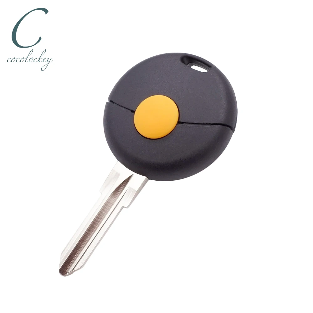 Cocolockey 1 Button Remote Car Key Shell for Mercedes Benz Smart Fortwo Cabrio City Cross Yellow Rubber Pad Fob Case Cover  2pcs