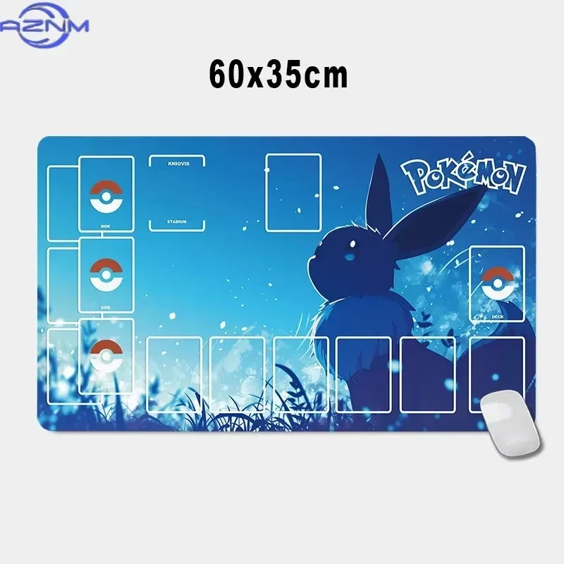 Pokemon Eevee Blue Silhouette Trading Card Game Playmat Non-Slip Lock Edge Desk Mat