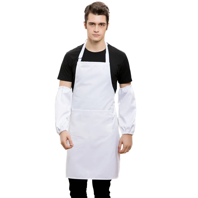 Custom Adjustable Chef Apron Kitchen White Grembiule For Cooking,Restaurant Coffee Sweet shop Reusable Style Apron