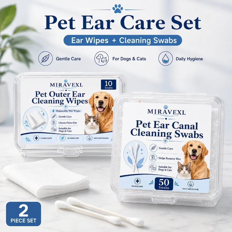 Pet Ear Cleaner - Ohrreinigungsset für Hunde & Katzen, 50