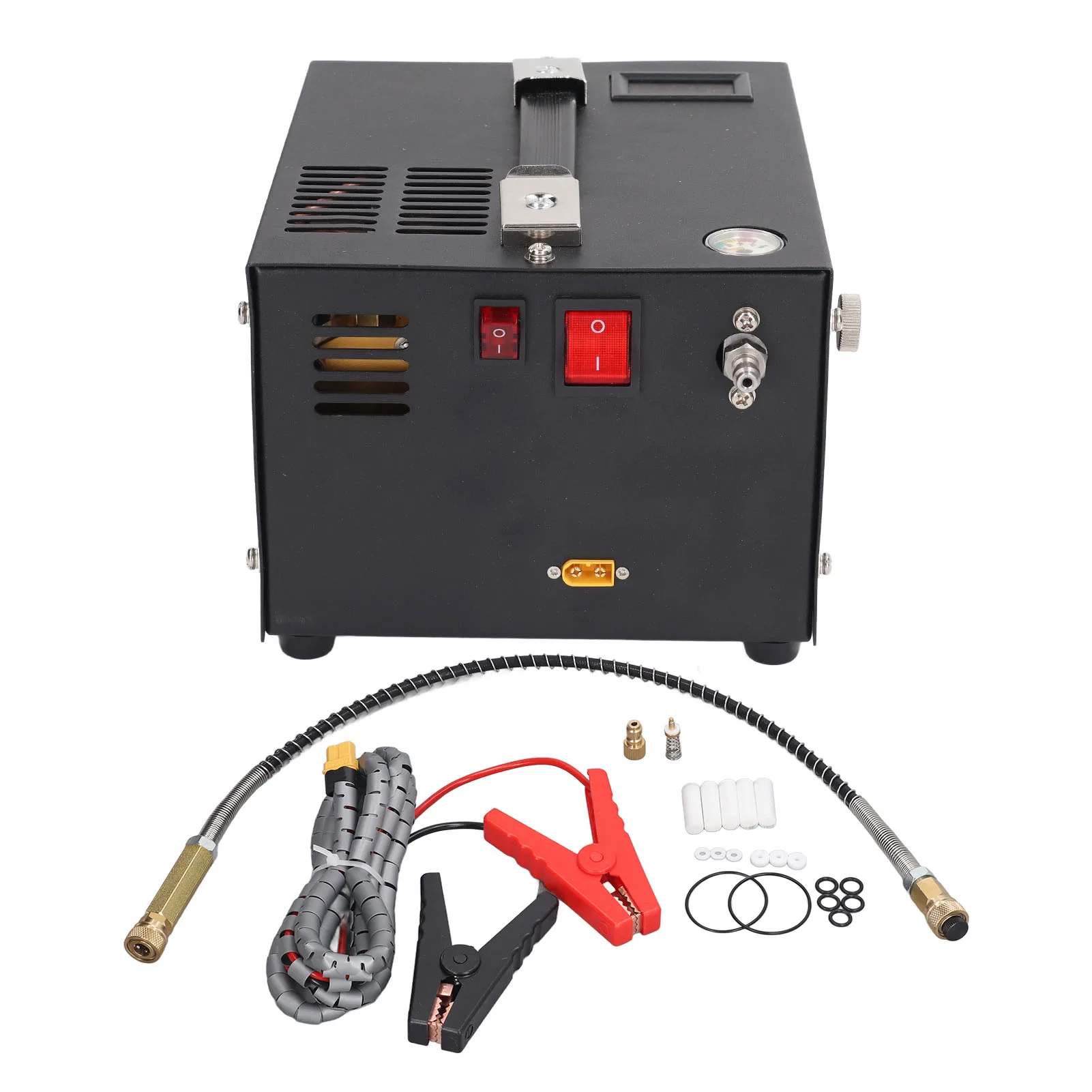 

Air Compressor 4500Psi 30MPa 12V Portable High Pressure Pump Non Oil Water Quick Connect Paintball Tank Compressor