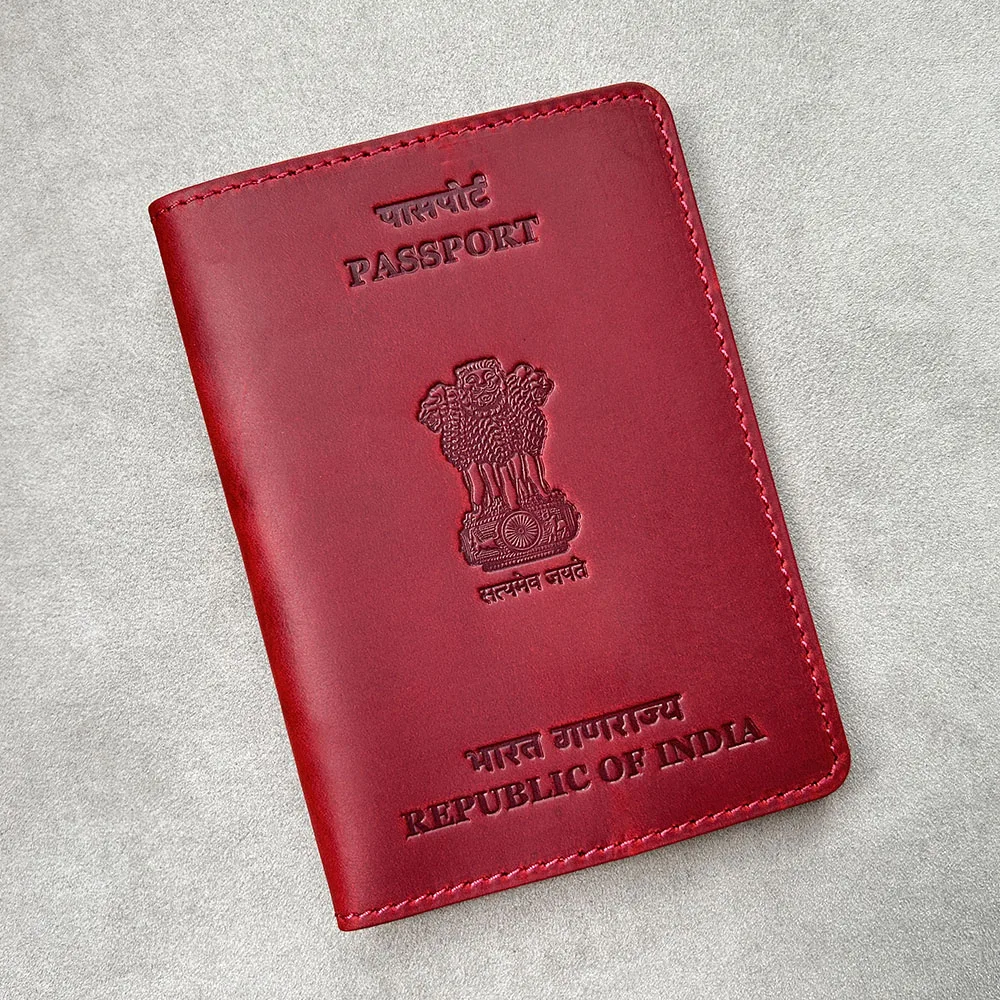 Genuine Leather Personalised Passport Cover India best Crazy Horse Passport Holder India Size Photo Case for Passport