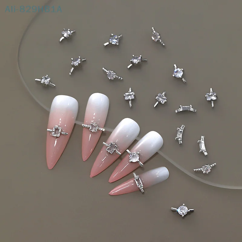 2 Stück reflektierende funkelnde Mini-Zirkon-Quadrat-Marquise-Kristall-Nagelkunst-Strasssteine, Dekorationen, Maniküre-Charms