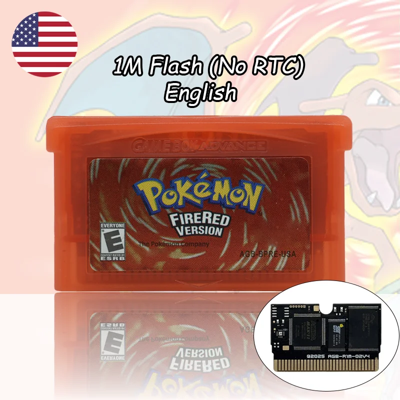GBA 1M 플래시 RTC 포켓몬 루비/사파이어/에메랄드/파이어레드/리프그린 비디오 게임 ... - 2