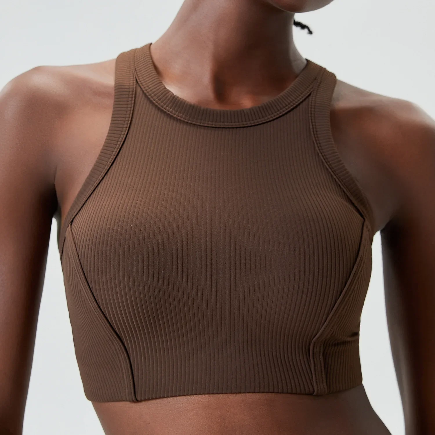 Women High Neck Willow Leaf Fan Round Cup Sports Bra, Long Shockproof Yoga Fitness Vest For Running, Gym Workout And Daily