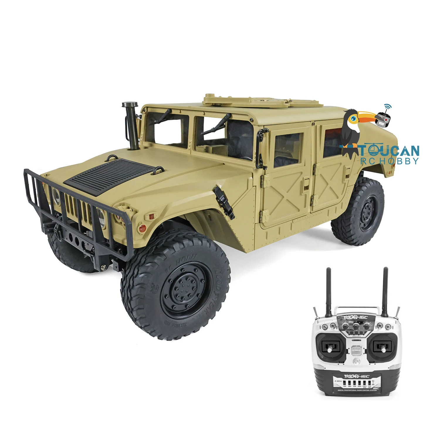 HG 1/10 RTR 4*4 US Militare P408 RC Auto Camion cingolato telecomandato W/O Sistema audio leggero All\'aperto Giocattoli per ragazzi Regalo TH15070