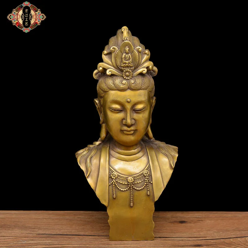 

Brass Nanhai Guanyin Buddha Head Auspicious Gift Copper Ornament