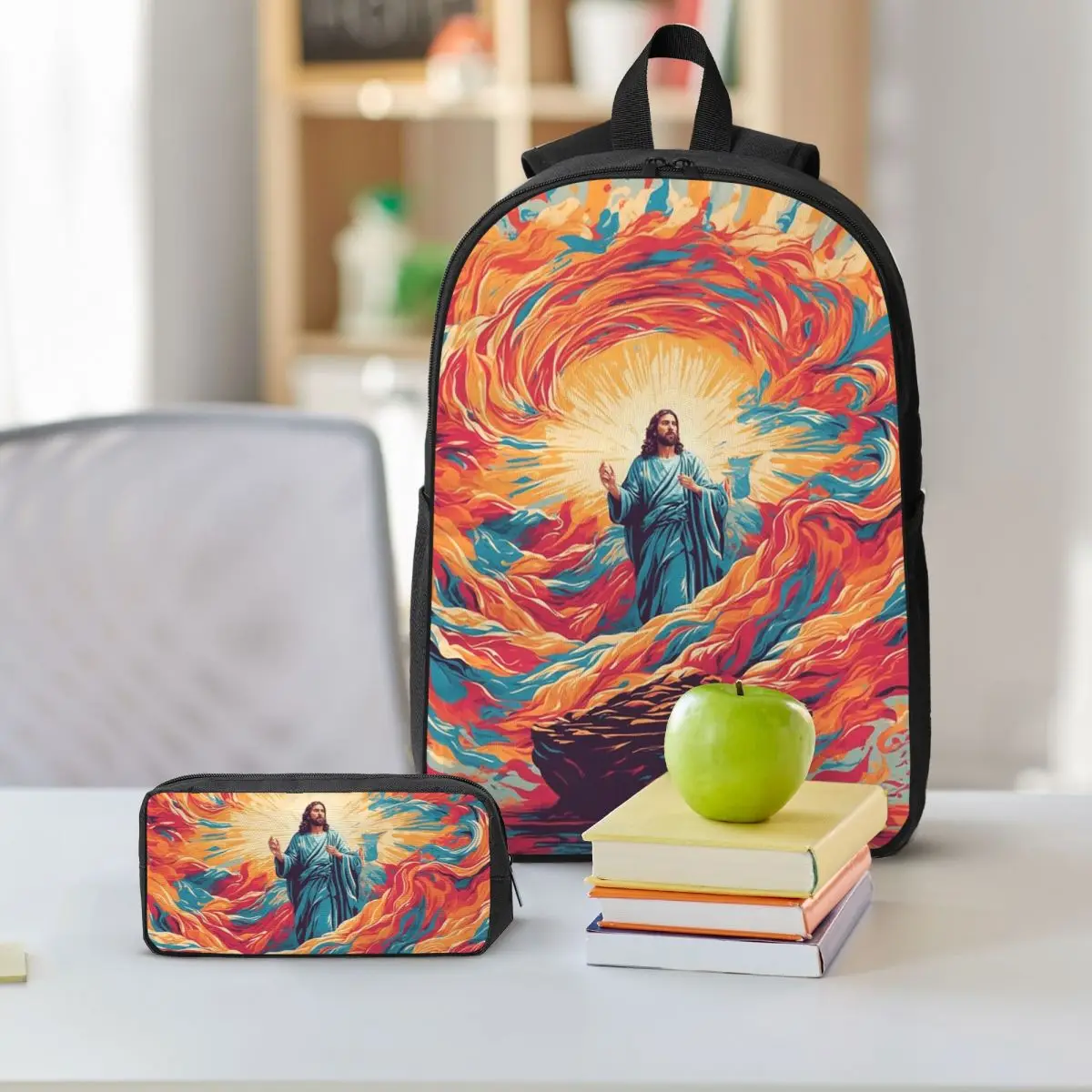 Resurrected Jesus Jesus Biblical References Backpack BookBag School Bag Shoulder Bags 3ps Insulated Lunch Bag Pencil Case