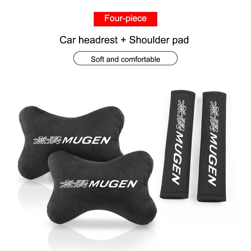 High-quality 2/4PCS Car Seat Belt Cover Safety Belt Shoulder Protector Pad Interior Seat Headrest For Honda Mugen Logo Accessory