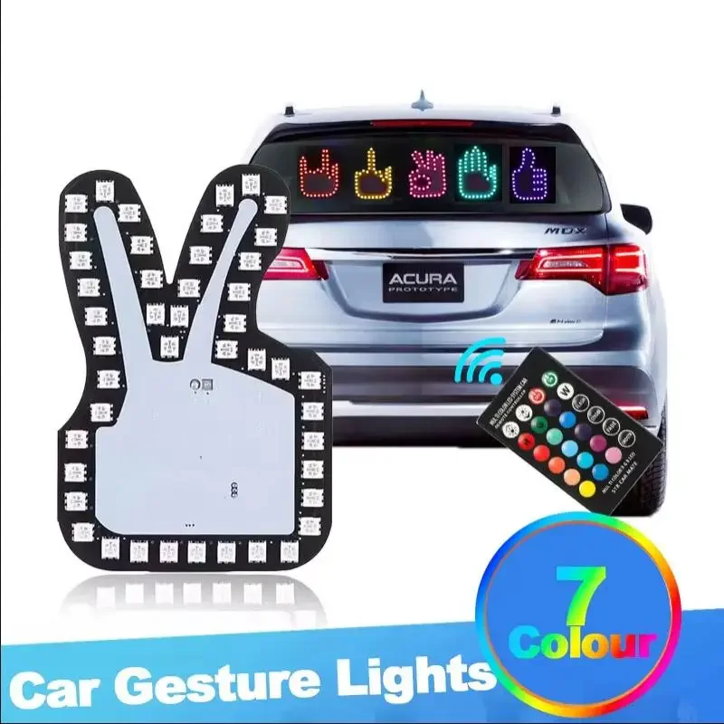 Colorful LED RGB USB Fun Gesture Light Car Finger Gesture Light Hand Lamp Fun Car Middle Finger LED Light Truck Car Accessories