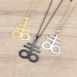Vintage Black Leviathan Cross Pendant Necklace Men and Women Personality Jewelry Stainless Steel Amulet Necklace