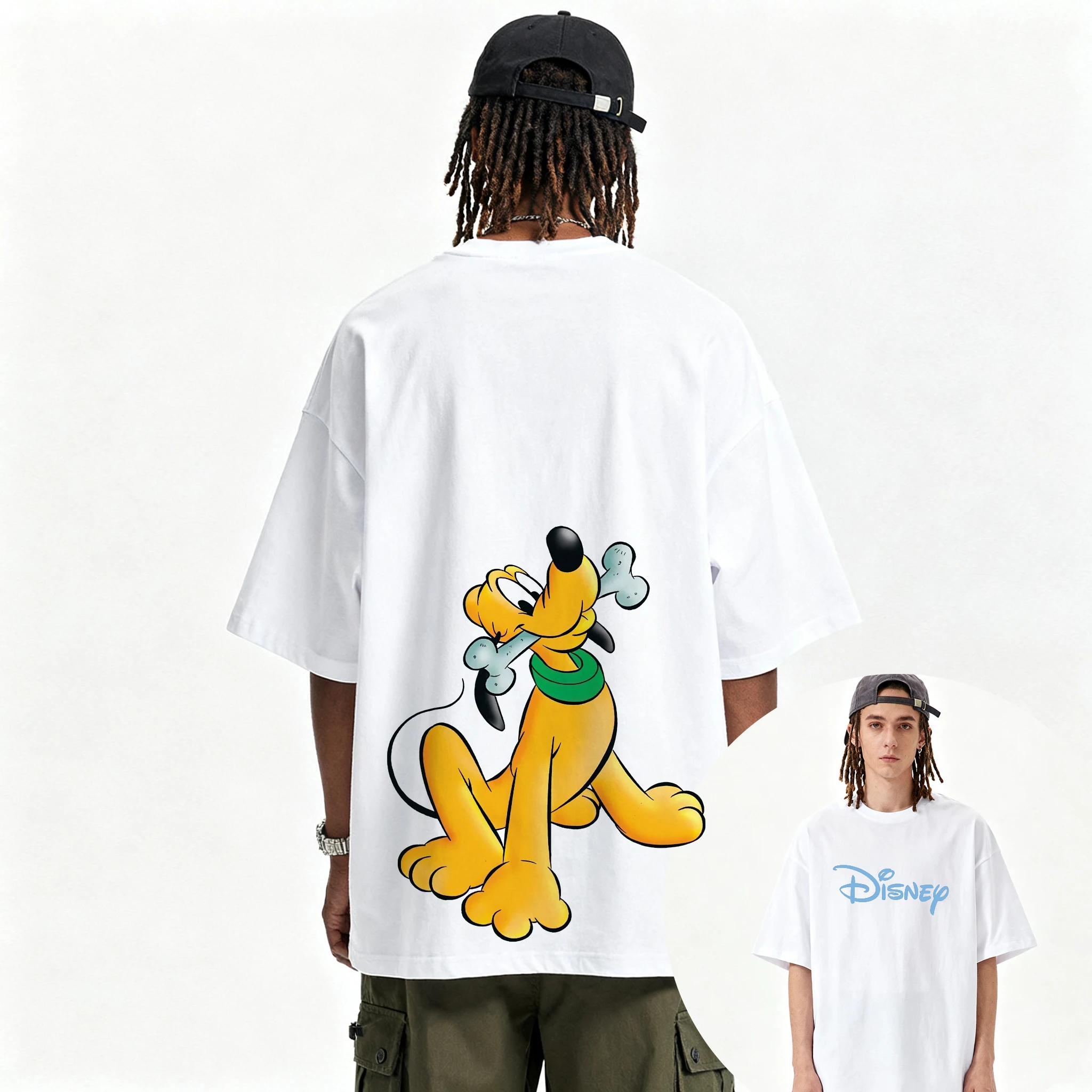 디즈니 구피 힙합 그래픽 티셔츠 여름 패션 스포츠 퓨어 코튼 남성 티셔츠 아동 의류 티 Y2k 여성