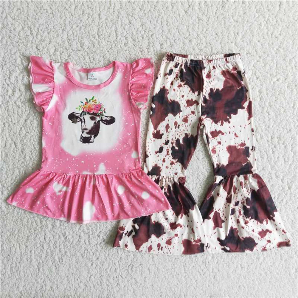 

Pink cow bell bottom pants sets