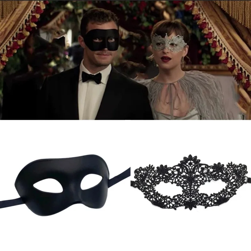 ผู้ชายผู้หญิง Masquerade พรหมเซ็กซี่ Black Eye หน้ากากคู่ Venetian COSPLAY Props ฮาโลวีน Carnival PARTY Headdress หน้ากากครึ่งหน้า
